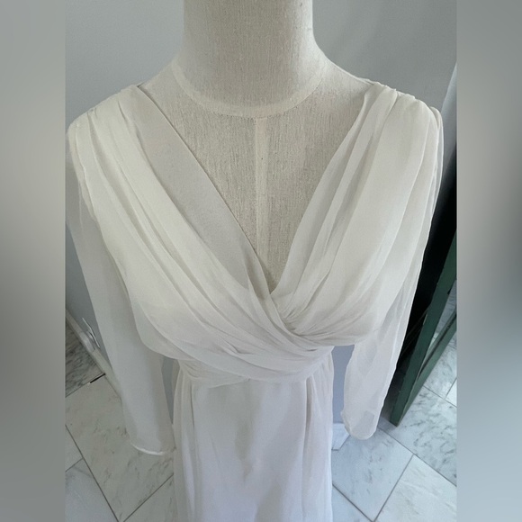 Vintage Emma Domb Wedding Dress white sheer sleeves & skirt absolutely beautiful - Picture 3 of 16